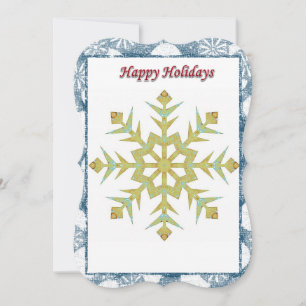Christmas Holiday Flat Greeting Card, Snowflake Card