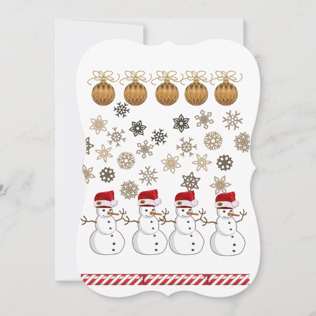 Christmas Holiday Flat Greeting Card, Snowman Card (Front)