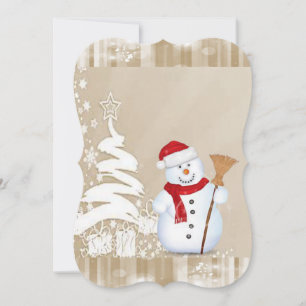 Christmas Holiday Flat Greeting Card, Snowman Card