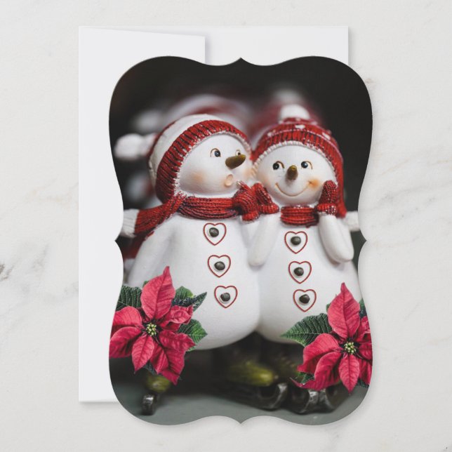 Christmas Holiday Flat Greeting Card, Snowman Card (Front)
