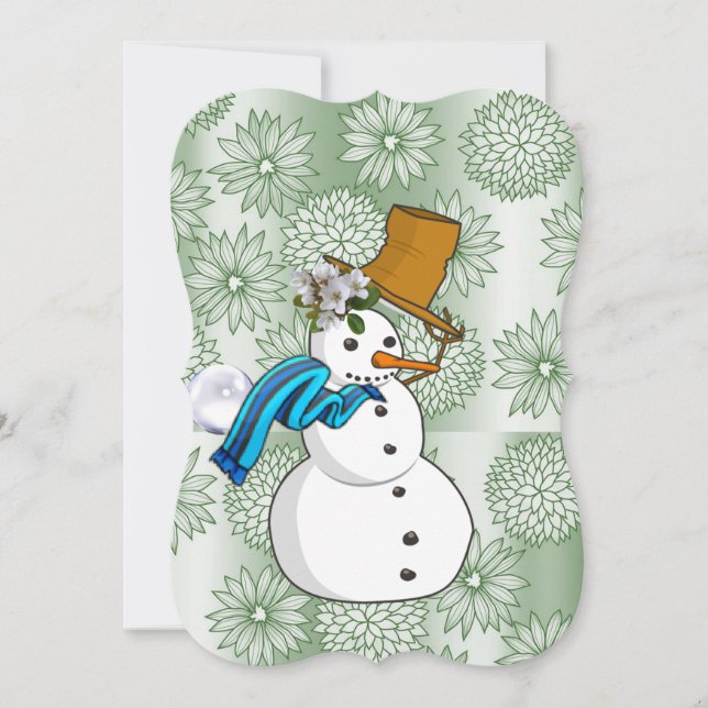 Christmas Holiday Flat Greeting Card, Snowman Card (Front)