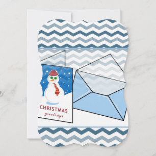 Christmas Holiday Flat Greeting Card, Snowman Card