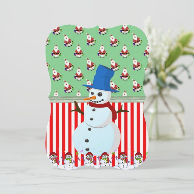Christmas Holiday Flat Greeting Card, Snowman Card (Standing Front)
