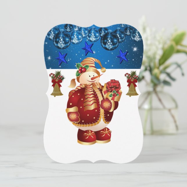 Christmas Holiday Flat Greeting Card, Snowman Card (Standing Front)
