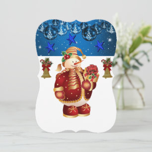 Christmas Holiday Flat Greeting Card, Snowman Card