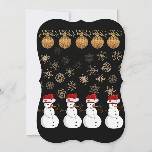 Christmas Holiday Flat Greeting Card, Snowman Card (Front)
