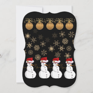 Christmas Holiday Flat Greeting Card, Snowman Card