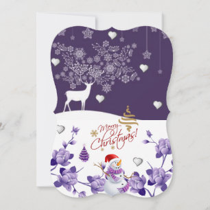 Christmas Holiday Flat Greeting Card, Snowman Card