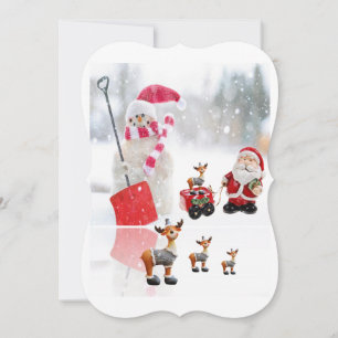 Christmas Holiday Flat Greeting Card, Snowman Card