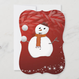 Christmas Holiday Flat Greeting Card, Snowman Card