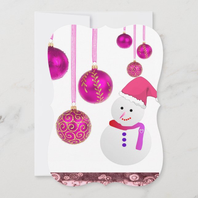 Christmas Holiday Flat Greeting Card, Snowman Card (Front)