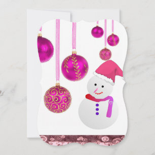 Christmas Holiday Flat Greeting Card, Snowman Card