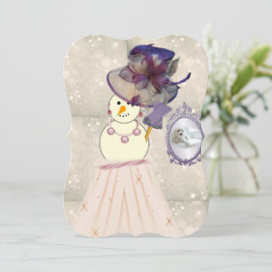 Christmas Holiday Flat Greeting Card, Snowman Card