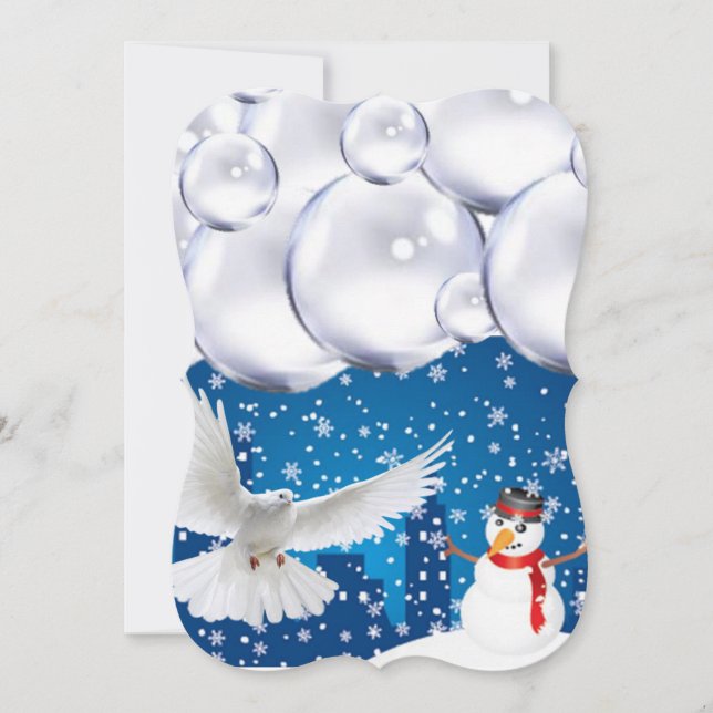 Christmas Holiday Flat Greeting Card, Snowman Card (Front)