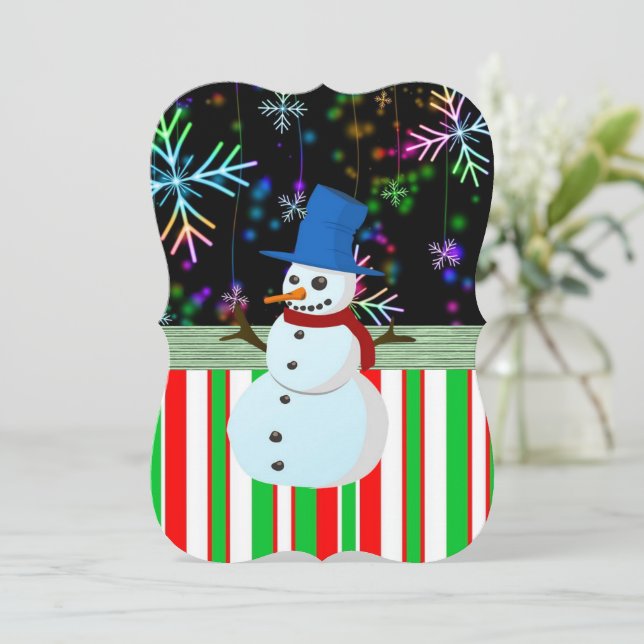 Christmas Holiday Flat Greeting Card, Snowman Card (Standing Front)