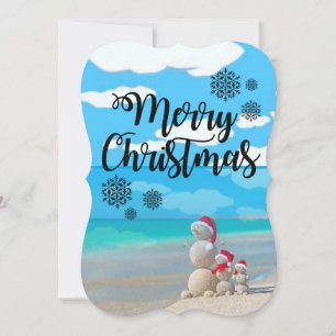 Christmas Holiday Flat Greeting Card, Snowman Card