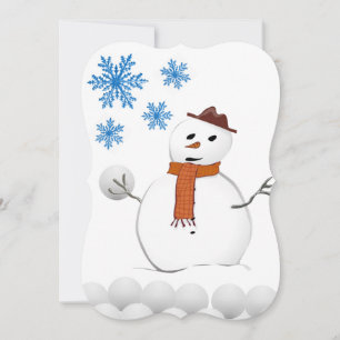 Christmas Holiday Flat Greeting Card, Snowman Card