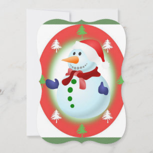Christmas Holiday Flat Greeting Card, Snowman Card