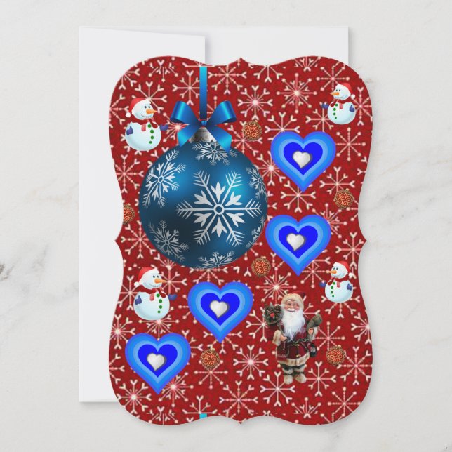 Christmas Holiday Flat Greeting Card, Snowman Card (Front)