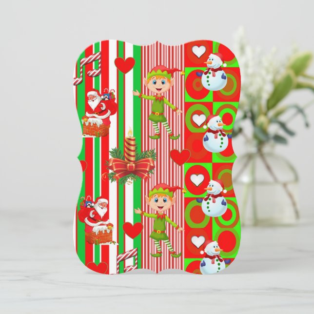 Christmas Holiday Flat Greeting Card, Snowman Card (Standing Front)
