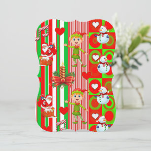 Christmas Holiday Flat Greeting Card, Snowman Card
