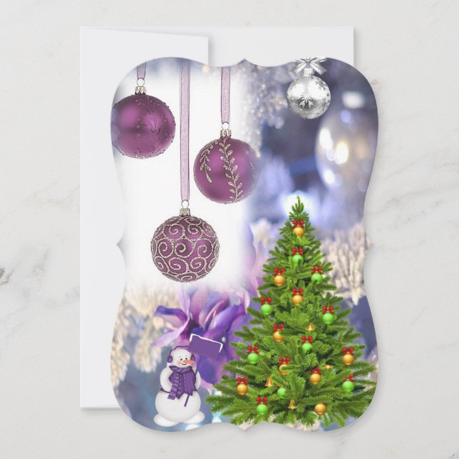 Christmas Holiday Flat Greeting Card, Snowman Card (Front)