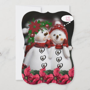 Christmas Holiday Flat Greeting Card, Snowman Card