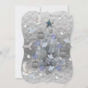 Christmas Holiday Flat Greeting Card, White Doves Card