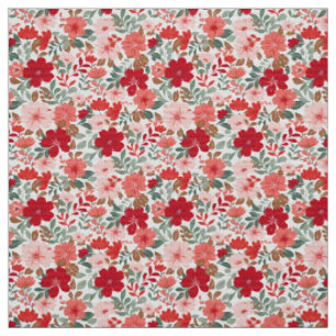Christmas Holiday Florals - Red and Green Fabric