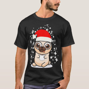 Christmas Holiday Funny Pug Dog Coffee Cocoa Hot T-Shirt