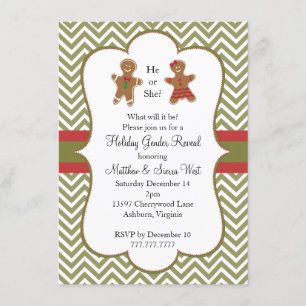 Christmas Holiday Gender Reveal Baby Shower Invitation
