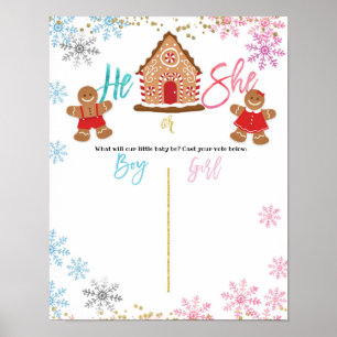 Christmas Holiday Gender Reveal Voting Board Poster