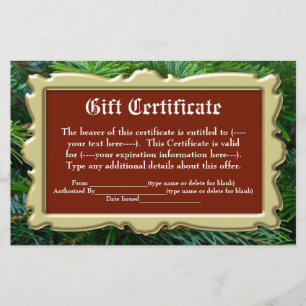 Christmas Holiday Gift Certificate Stationery