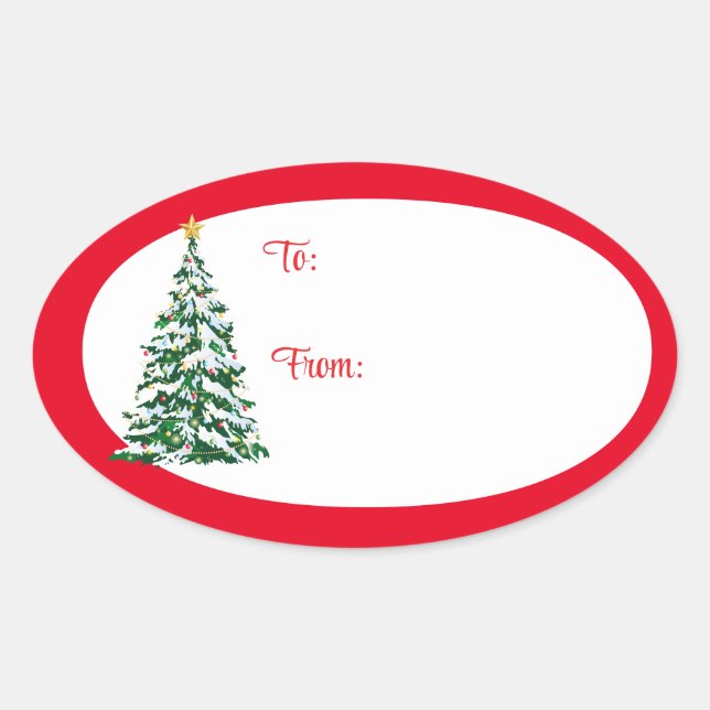 Christmas Holiday Gift Tag Stickers-Tree (Front)