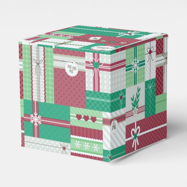 Christmas holiday gifts design, red green presents favour box (Front Side)
