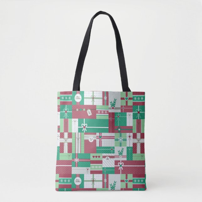 Christmas holiday gifts mosaic xmas design tote bag (Front)