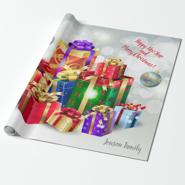Christmas Holiday Gifts with Your Wishes, Personal Wrapping Paper (Unrolled)