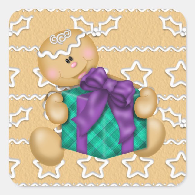 Christmas Holiday Gingerbread cartoon sticker (Front)