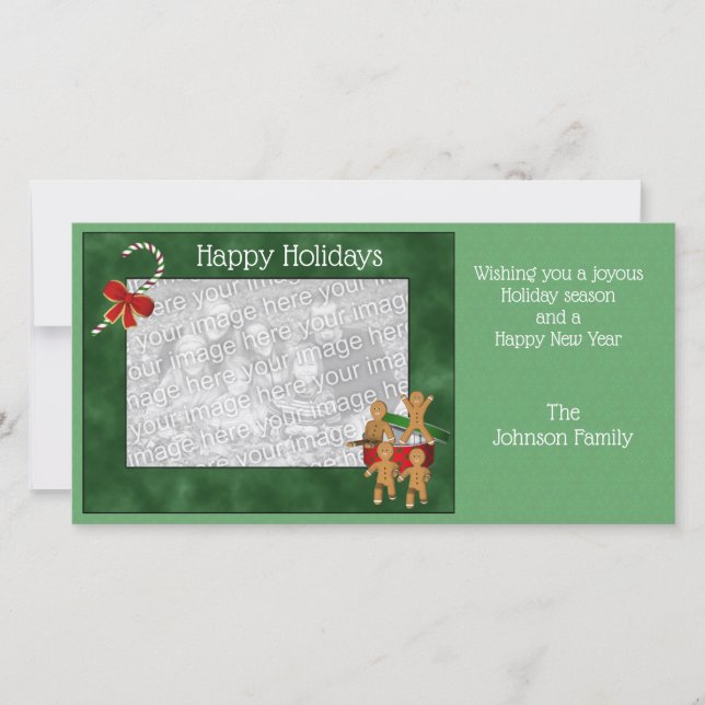 Christmas Holiday Gingerbread Cookie Photo Card (Front)