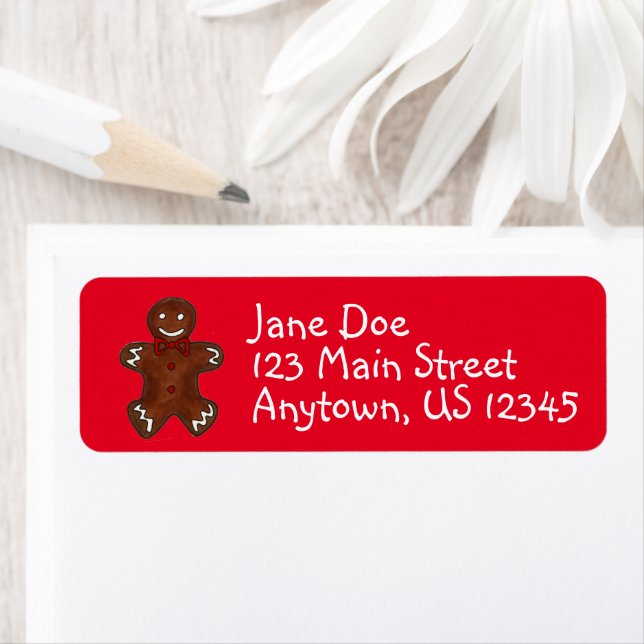 Christmas Holiday Gingerbread Man Cookie Address Return Address Label (Insitu)