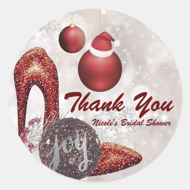 Christmas Holiday Glamour Party Event Favour Classic Round Sticker (Front)