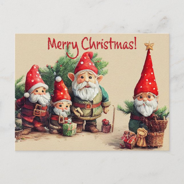 Christmas Holiday Gnomes Postcard (Front)
