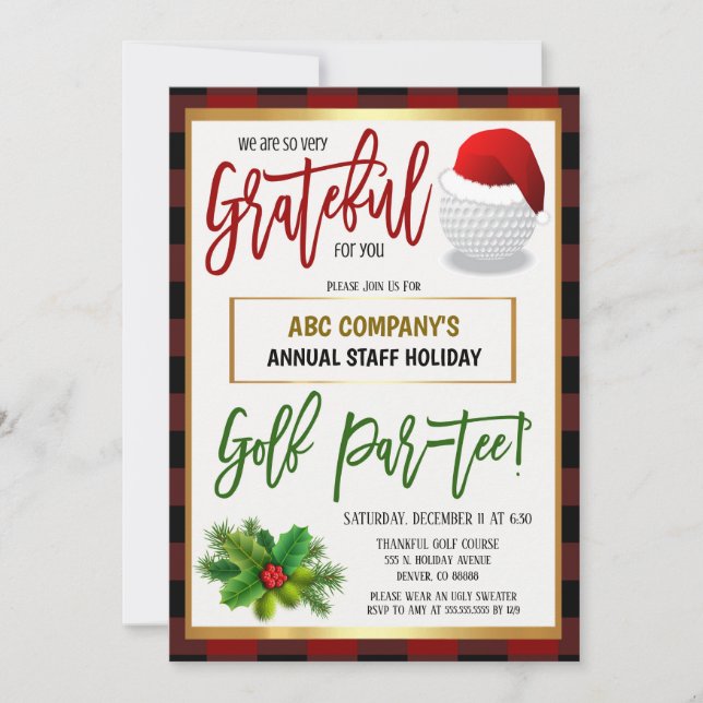 Christmas Holiday Golf Party Invitation (Front)