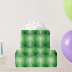 Christmas Holiday Gorgeous Star Snowflake Green Wrapping Paper