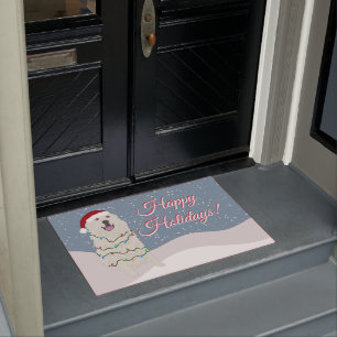 Christmas Holiday Great Pyrenees Doormat