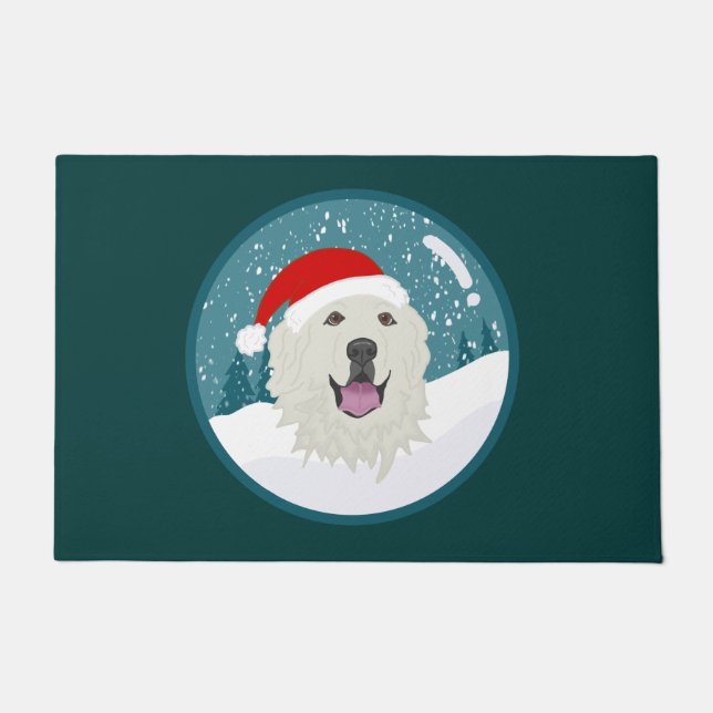 Christmas Holiday Great Pyrenees Doormat (Front)