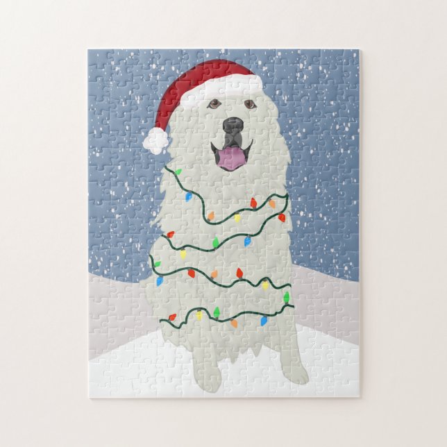 Christmas Holiday Great Pyrenees  Jigsaw Puzzle (Vertical)