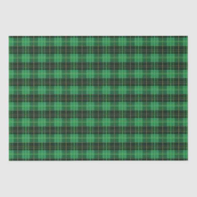 Christmas Holiday Green and Black Plaid Tissue Paper (Front)