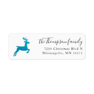 Christmas Holiday Green Reindeer Return Address  Label
