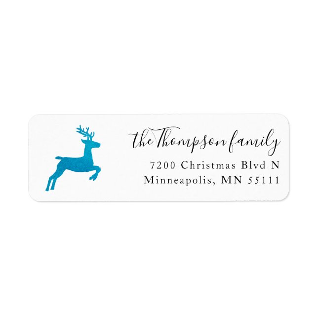Christmas Holiday Green Reindeer Return Address  Return Address Label (Front)